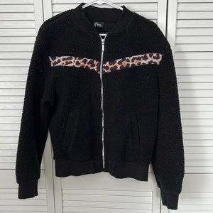 Zyia leopard fleece zipper jacket